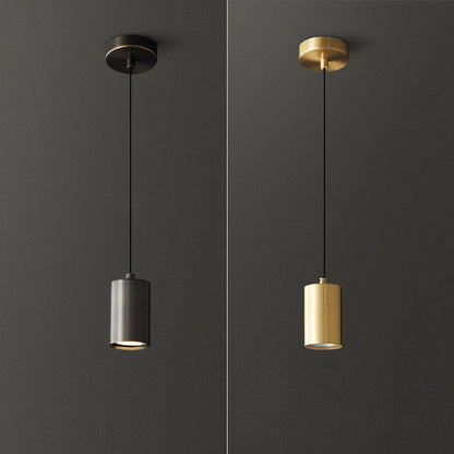 Modern Minimalist Cylinder Copper 1-Light Pendant Light For Living Room & Bedroom
