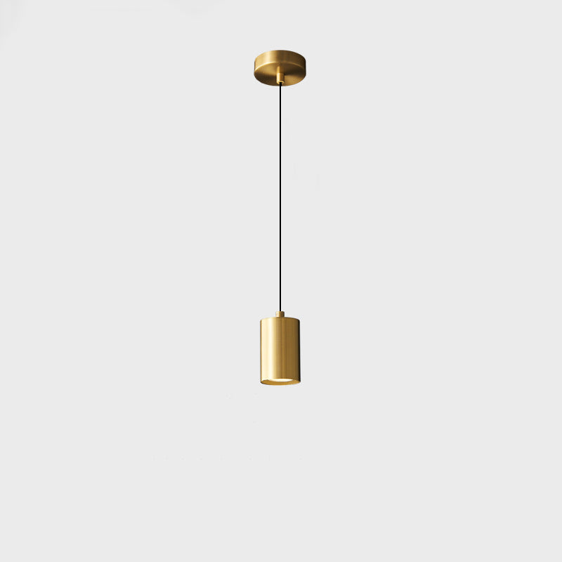 Modern Minimalist Cylinder Copper 1-Light Pendant Light For Living Room & Bedroom