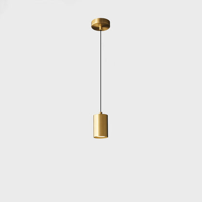 Modern Minimalist Cylinder Copper 1-Light Pendant Light For Living Room & Bedroom