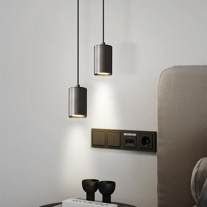 Modern Minimalist Cylinder Copper 1-Light Pendant Light For Living Room & Bedroom