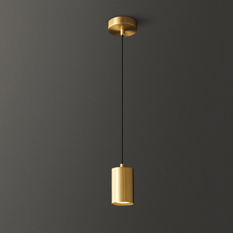 Modern Minimalist Cylinder Copper 1-Light Pendant Light For Living Room & Bedroom
