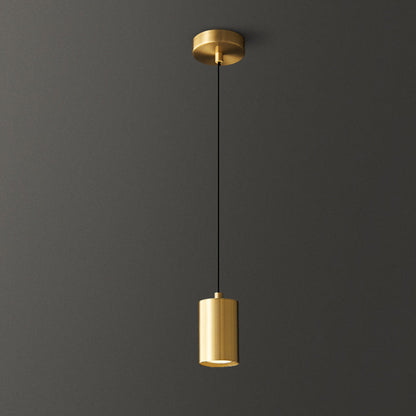 Modern Minimalist Cylinder Copper 1-Light Pendant Light For Living Room & Bedroom