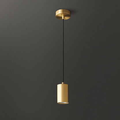 Modern Minimalist Cylinder Copper 1-Light Pendant Light For Living Room & Bedroom