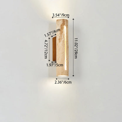 Contemporary Nordic Cylinder Yellow Travertine Solid Wood 1-Light Wall Sconce Lamp For Living Room & Bedroom
