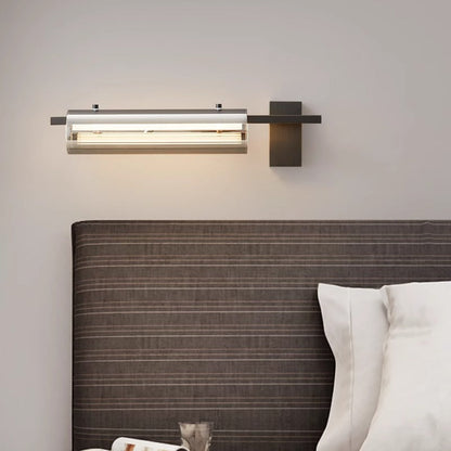 Modern Minimalist Cylinder Copper Glass LED Wall Sconce Lamp For Bedroom & Living Room