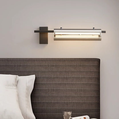 Modern Minimalist Cylinder Copper Glass LED Wall Sconce Lamp For Bedroom & Living Room