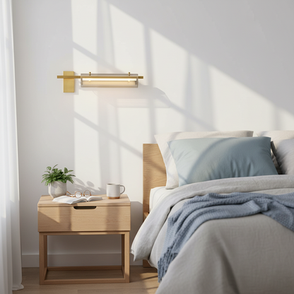 Modern Minimalist Cylinder Copper Glass LED Wall Sconce Lamp For Bedroom & Living Room