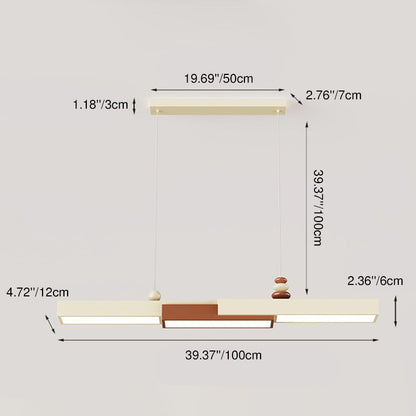 Modern Minimalist Rectangular Wrought Iron Acrylic LED Pendant Light For Living Room