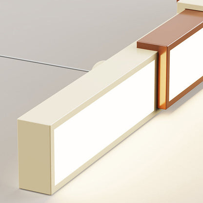 Modern Minimalist Rectangular Wrought Iron Acrylic LED Pendant Light For Living Room