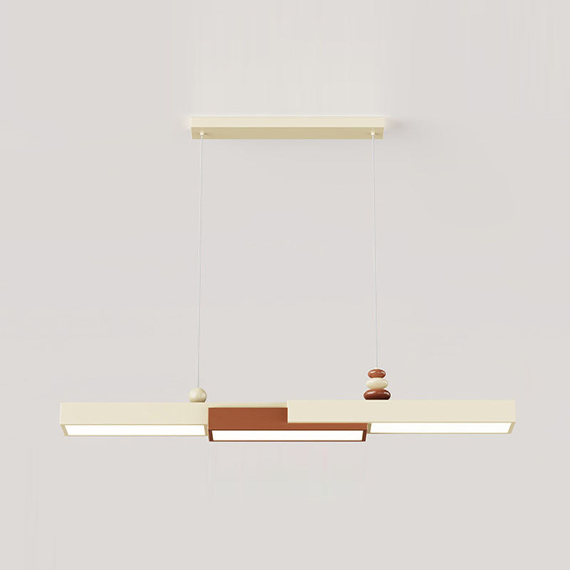 Modern Minimalist Rectangular Wrought Iron Acrylic LED Pendant Light For Living Room