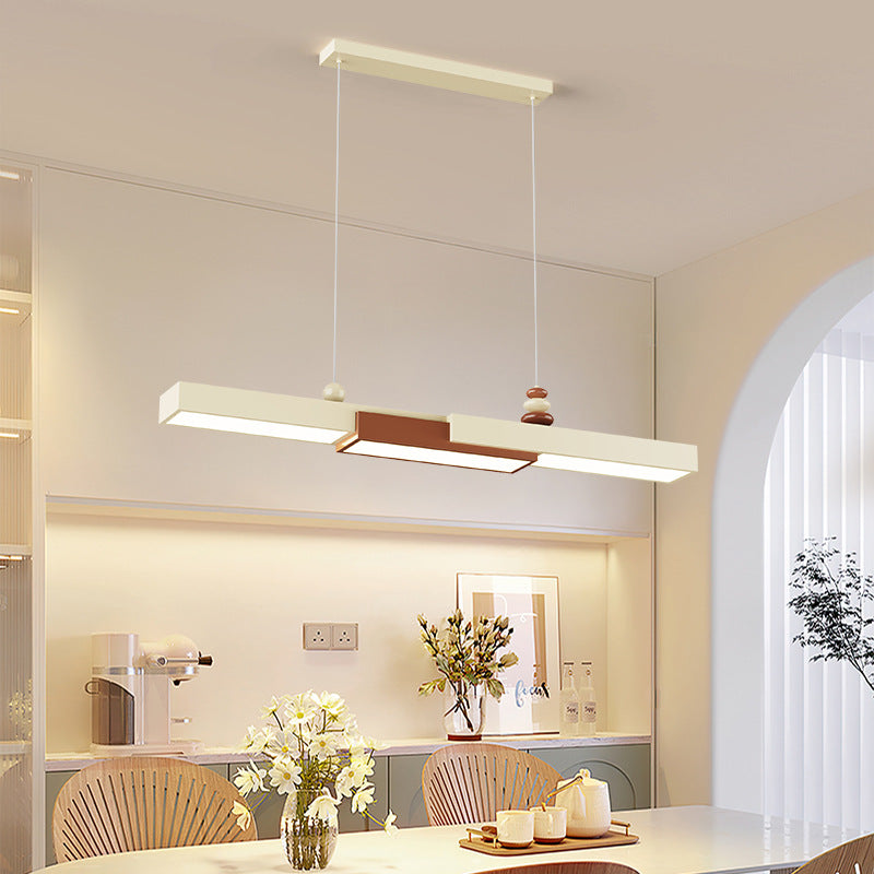 Modern Minimalist Rectangular Wrought Iron Acrylic LED Pendant Light For Living Room