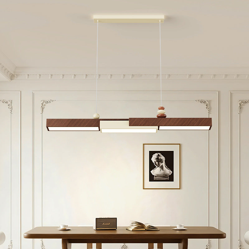 Modern Minimalist Rectangular Wrought Iron Acrylic LED Pendant Light For Living Room