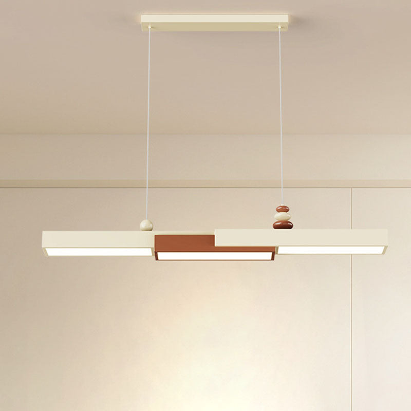 Modern Minimalist Rectangular Wrought Iron Acrylic LED Pendant Light For Living Room