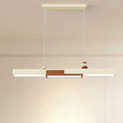 Modern Minimalist Rectangular Wrought Iron Acrylic LED Pendant Light For Living Room