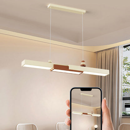 Modern Minimalist Rectangular Wrought Iron Acrylic LED Pendant Light For Living Room