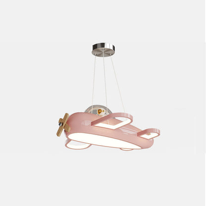 Contemporary Creative Aircraft-Inspired Wrought Iron PE Solid Wood Kids LED Pendant Light For Bedroom