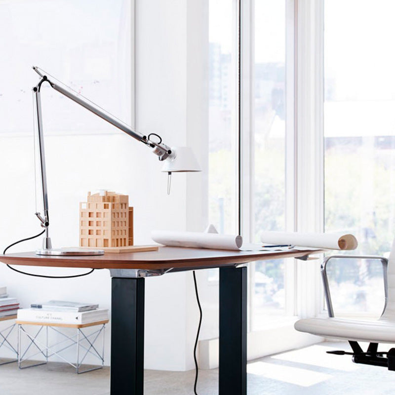 Contemporary Industrial Cylindrical Aluminum Alloy Adjustable 1-Light Desk Lamp For Home Office