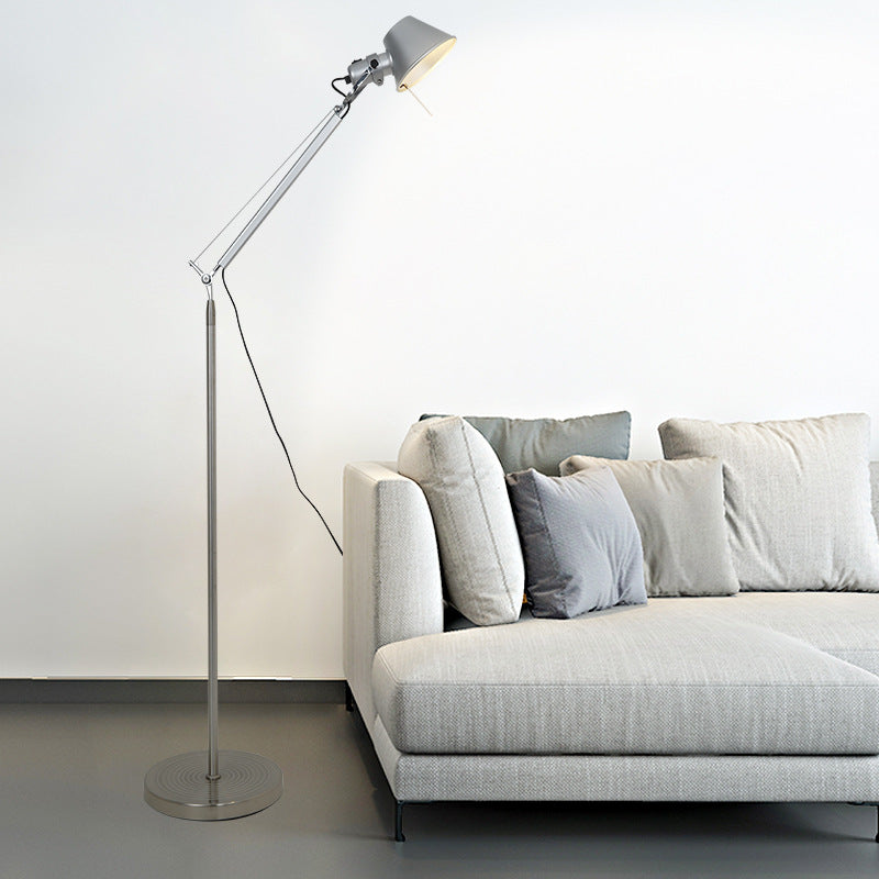 Contemporary Industrial Cylindrical Aluminum Alloy Adjustable 1-Light Standing Floor Lamp For Living Room
