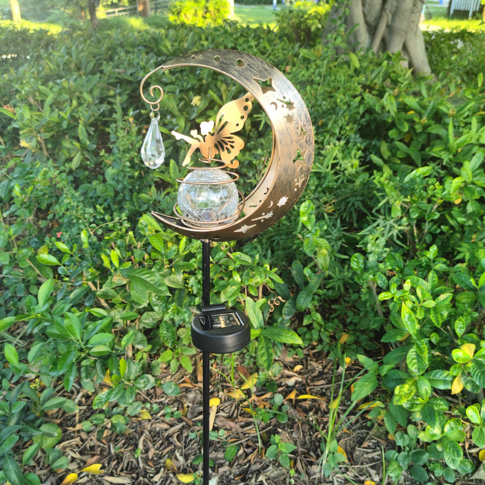 Modern Art Deco Solar Waterproof Iron Glass Fairy Stick Shape LED Outdoor Light Landscape Lighting For Garden