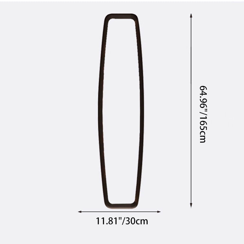 Contemporary Retro MDF & Glass Rounded-Corner Long Wall Mirror For Living Room