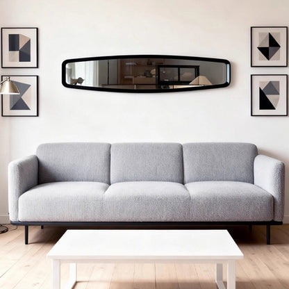 Contemporary Retro MDF & Glass Rounded-Corner Long Wall Mirror For Living Room