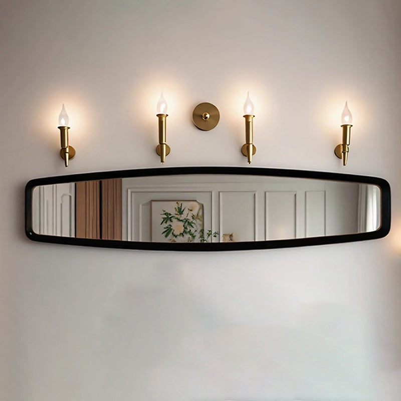 Contemporary Retro MDF & Glass Rounded-Corner Long Wall Mirror For Living Room
