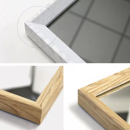 Modern Minimalist Solid Pine Wood Rectangular Waterproof Bathroom Wall Mirror With High Transparency Glass For Bedroom & Bathroom Use