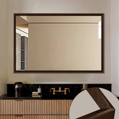 Modern Minimalist Solid Pine Wood Rectangular Waterproof Bathroom Wall Mirror With High Transparency Glass For Bedroom & Bathroom Use