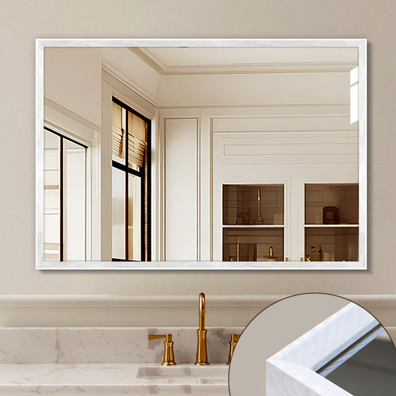 Modern Minimalist Solid Pine Wood Rectangular Waterproof Bathroom Wall Mirror With High Transparency Glass For Bedroom & Bathroom Use