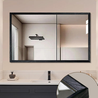 Modern Minimalist Solid Pine Wood Rectangular Waterproof Bathroom Wall Mirror With High Transparency Glass For Bedroom & Bathroom Use