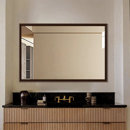 Modern Minimalist Solid Pine Wood Rectangular Waterproof Bathroom Wall Mirror With High Transparency Glass For Bedroom & Bathroom Use