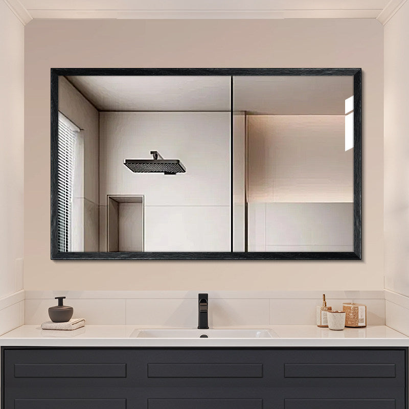 Modern Minimalist Solid Pine Wood Rectangular Waterproof Bathroom Wall Mirror With High Transparency Glass For Bedroom & Bathroom Use
