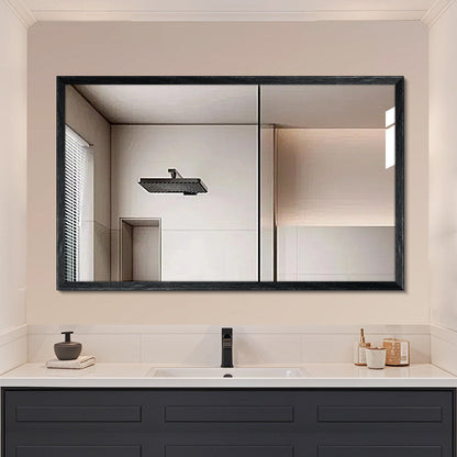 Modern Minimalist Solid Pine Wood Rectangular Waterproof Bathroom Wall Mirror With High Transparency Glass For Bedroom & Bathroom Use