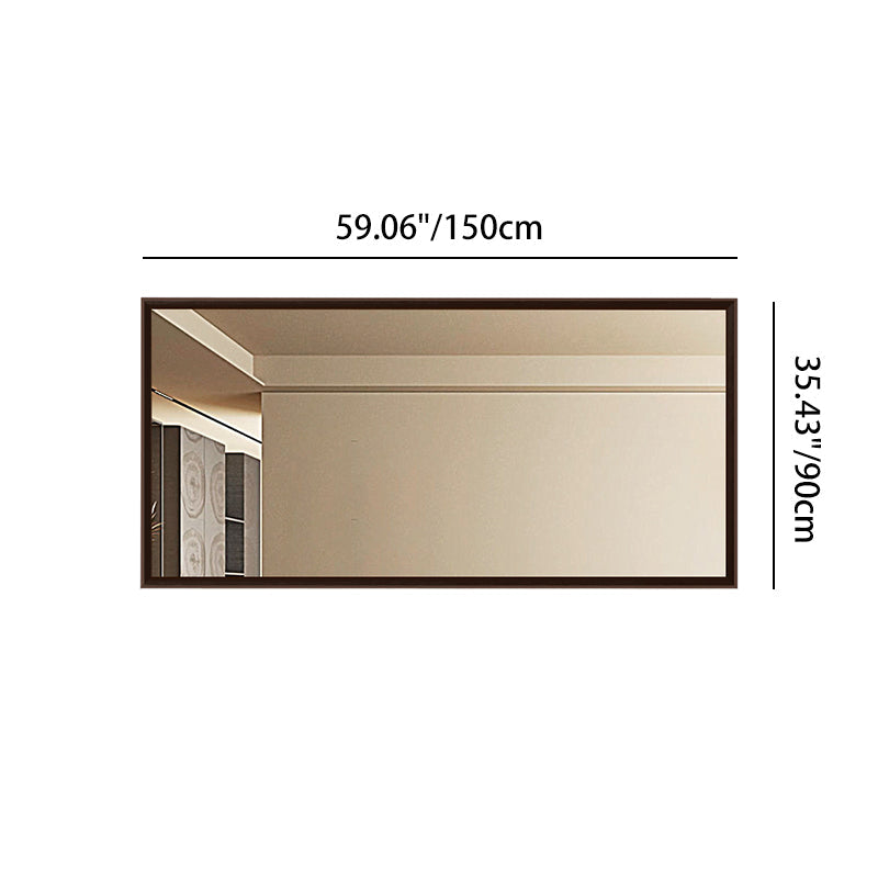 Modern Minimalist Solid Pine Wood Rectangular Waterproof Bathroom Wall Mirror With High Transparency Glass For Bedroom & Bathroom Use