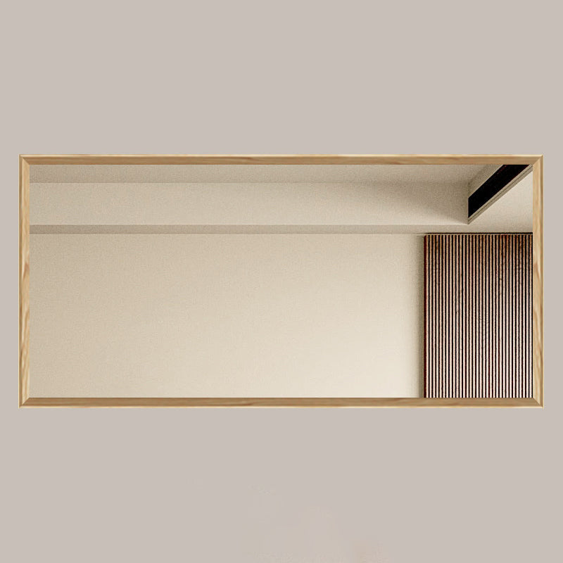 Modern Minimalist Solid Pine Wood Rectangular Waterproof Bathroom Wall Mirror With High Transparency Glass For Bedroom & Bathroom Use