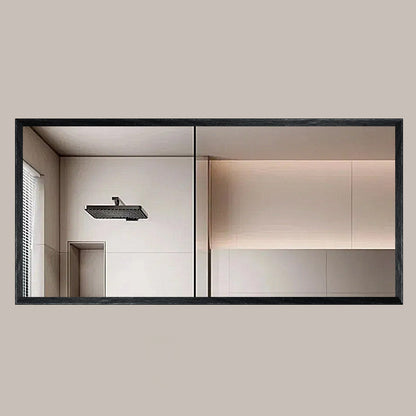 Modern Minimalist Solid Pine Wood Rectangular Waterproof Bathroom Wall Mirror With High Transparency Glass For Bedroom & Bathroom Use