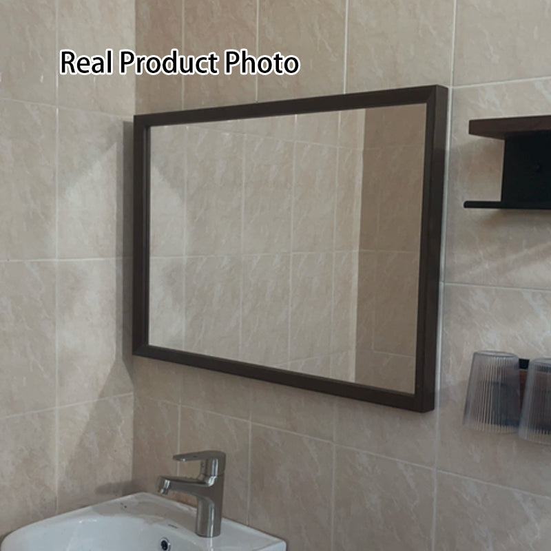 Modern Minimalist Solid Pine Wood Rectangular Waterproof Bathroom Wall Mirror With High Transparency Glass For Bedroom & Bathroom Use