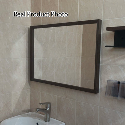 Modern Minimalist Solid Pine Wood Rectangular Waterproof Bathroom Wall Mirror With High Transparency Glass For Bedroom & Bathroom Use