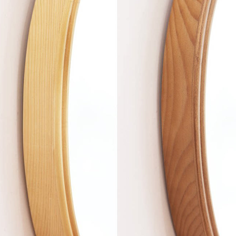 Contemporary Nordic Plywood Oval Wooden Wall Mirror Makeup Vanity Mirror For Bathroom Bedroom