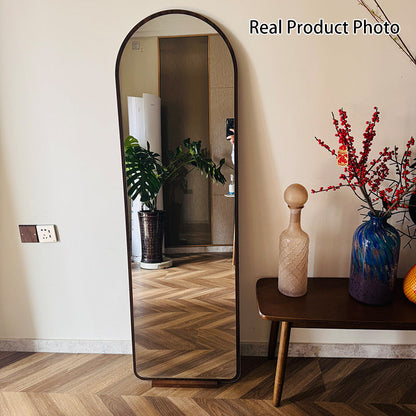 Contemporary Retro Solid Wood & MDF Glass Rectangular Full-Length Floor Mirror Freestanding & Leaning Design For Bedroom & Living Room
