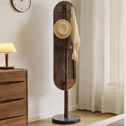 Modern Luxury Rubber Wood Marble MDF Oval Rotating Full-Length Floor Mirror For Bedroom