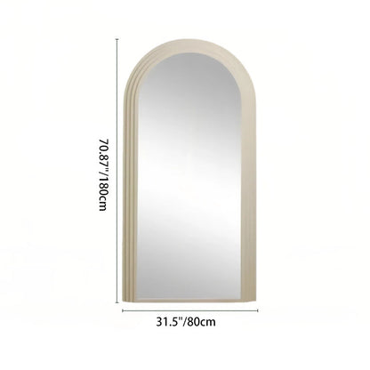Contemporary Retro Solid Wood & MDF Arched Leaning Full-Length Mirror For Bedroom & Living Room Elegant Floor Mirror