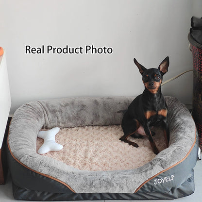 Modern Minimalist Rectangular Memory Foam Velvet Polyester Fiber Orthopedic Pet Dog Bed With Washable Cover And Non-Slip Base For Living Room