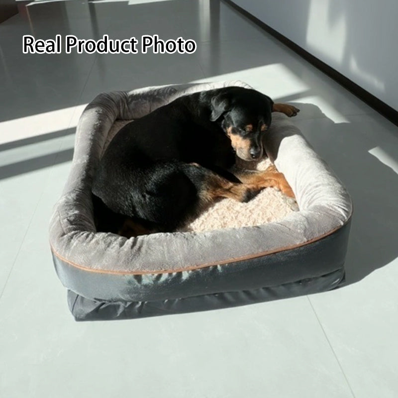 Modern Minimalist Rectangular Memory Foam Velvet Polyester Fiber Orthopedic Pet Dog Bed With Washable Cover And Non-Slip Base For Living Room