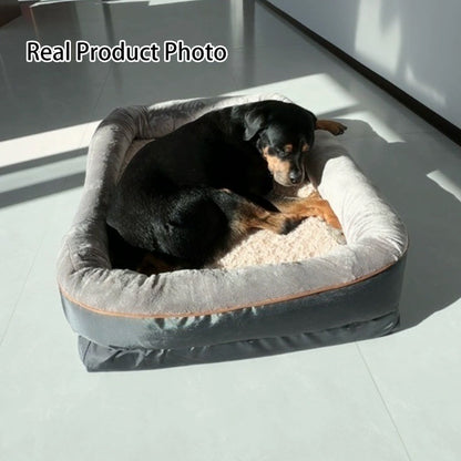 Modern Minimalist Rectangular Memory Foam Velvet Polyester Fiber Orthopedic Pet Dog Bed With Washable Cover And Non-Slip Base For Living Room