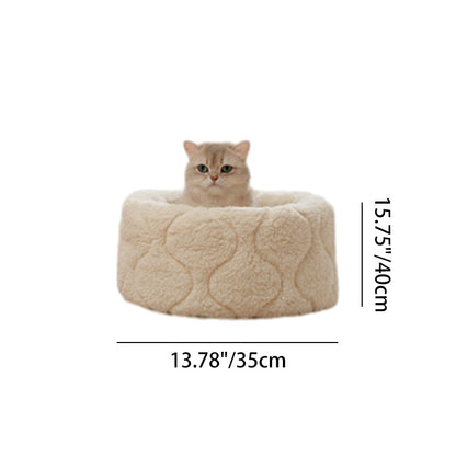 Contemporary Creative Polyester Plush Round Pet Dog Bed & Cat Ped Foldable Washable All-Season For Living Room