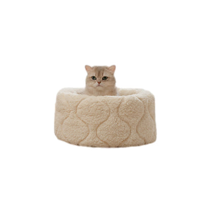 Contemporary Creative Polyester Plush Round Pet Dog Bed & Cat Ped Foldable Washable All-Season For Living Room