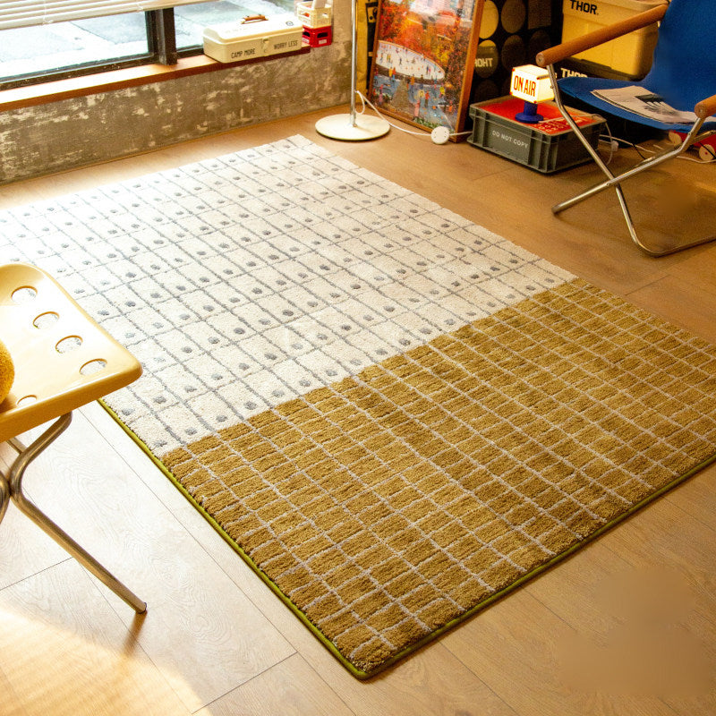 Contemporary Creative Fluff & Cotton Rectangular Mat Non-slip Washable Rug For Living Room