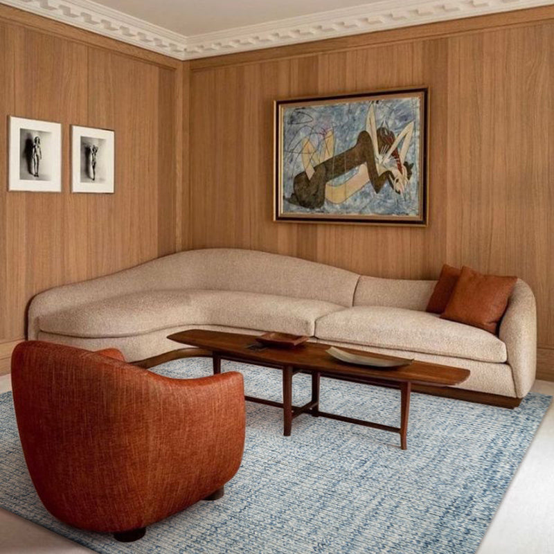 Contemporary Nordic Premium Handwoven Wool Blend Rectangular Area Rug For Living Room