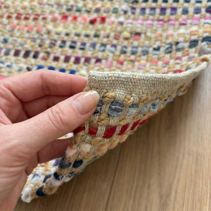 Contemporary Creative Jute Cotton Rectangular Handwoven Area Rug Reversible Durable For Living Room Bedroom Home Office